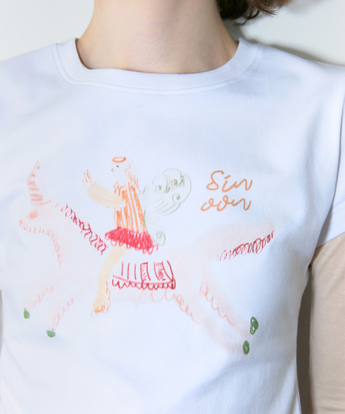 SINOON(シヌーン)の「Unicorn Puff T-Shirt (White)(Tシャツ/カットソー・レディース・ホワイト・SMALL/MEDIUM)」の3枚目の写真