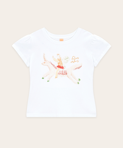 SINOON(シヌーン)の「Unicorn Puff T-Shirt (White)(Tシャツ/カットソー・レディース・ホワイト・SMALL/MEDIUM)」の4枚目の写真