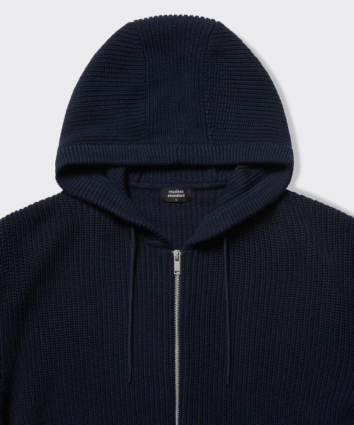 セール】リブニットフードパーカー [ネイビー]（ニット/セーター