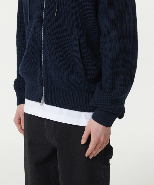 MUSINSA STANDARD（ムシンサスタンダード）の「リブニットフードパーカー [ネイビー]（ニット/セーター・メンズ・その他・XX-LARGE/LARGE/MEDIUM/X-LARGE）」の6枚目の写真
