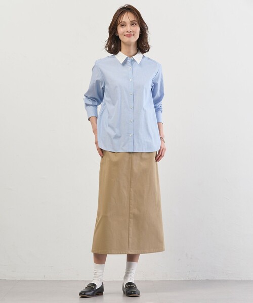 J.PRESS Ladies(J.プレス レディス)の「【WEB限定カラーあり・2way】エステネージュ TYPEWRITER STRIPE シャツ(シャツ/ブラウス・レディース・ホワイト系/サックスブルー系1/ネイビー系1・XS)」の10枚目の写真