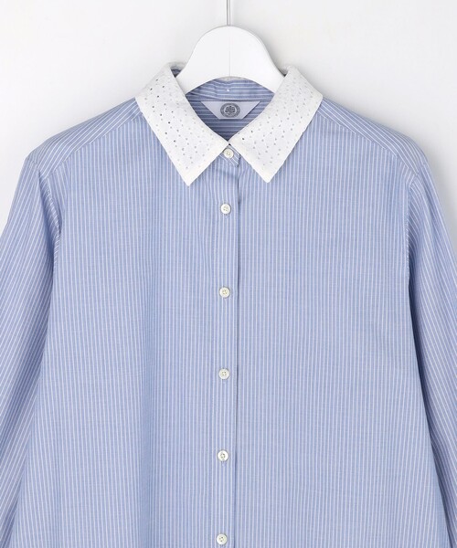 J.PRESS Ladies(J.プレス レディス)の「【WEB限定カラーあり・2way】エステネージュ TYPEWRITER STRIPE シャツ(シャツ/ブラウス・レディース・ホワイト系/サックスブルー系1/ネイビー系1・XS)」の21枚目の写真