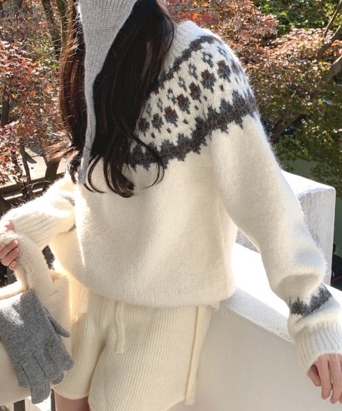 SHEENA(シーナ)の「ノルディック柄ニットプルオーバー(ニット/セーター・レディース・ライトベージュ/グレー・M)」の18枚目の写真