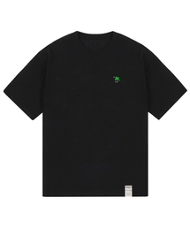 [UNISEX-24]スモールクローバーマンスマイル半袖Tシャツ_ブラック