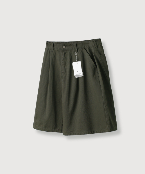 MOOD INSIDE(ムードインサイド)の「ライトコットンワンタックバミューダパンツ_Khaki(その他パンツ・レディース・カーキ・X-LARGE/LARGE/MEDIUM)」の1枚目の写真