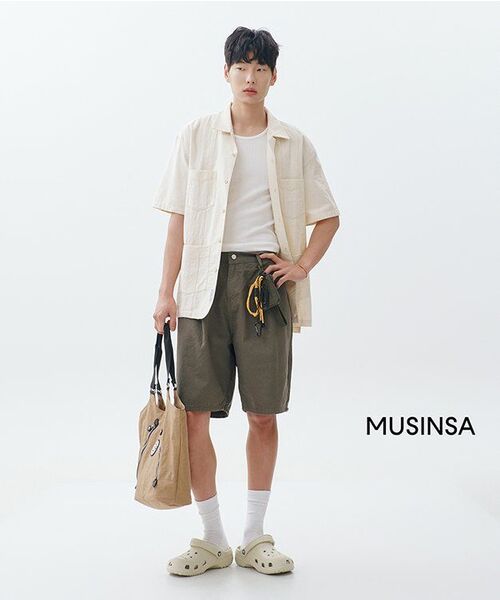 MOOD INSIDE(ムードインサイド)の「ライトコットンワンタックバミューダパンツ_Khaki(その他パンツ・レディース・カーキ・X-LARGE/LARGE/MEDIUM)」の3枚目の写真