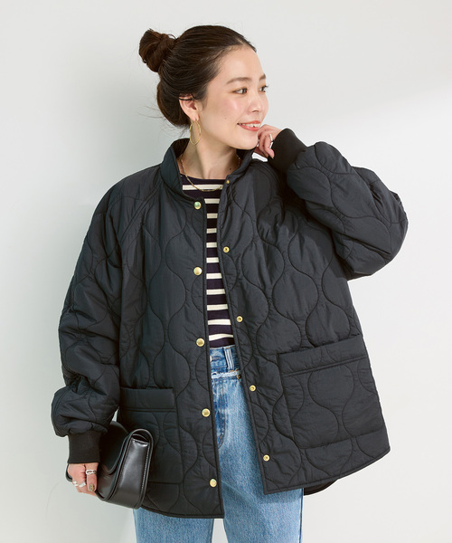 B.C STOCK（ベーセーストック）の「《追加》ウォッシャブル / キルティングリバーシブルブルゾン（その他アウター・レディース・ブラック/アイボリー/カーキ・FREE）」の3枚目の写真