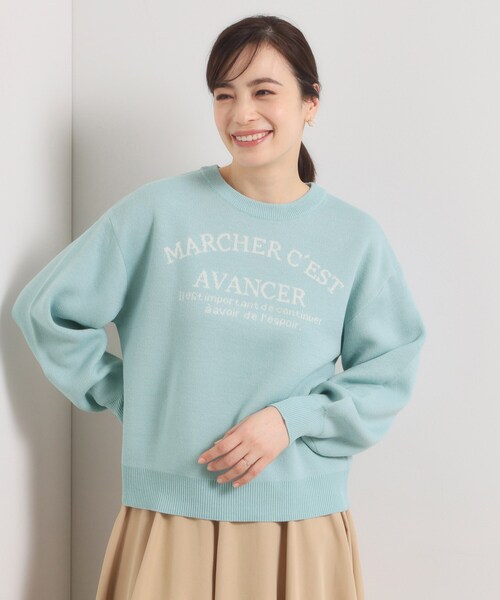 ITS'DEMO（イッツデモ）の「【手洗い可】アーチロゴニット（ニット/セーター・レディース・ライトブルー/アイボリー/ピンク系・00）」の9枚目の写真