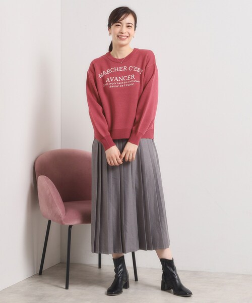 ITS'DEMO（イッツデモ）の「【手洗い可】アーチロゴニット（ニット/セーター・レディース・ライトブルー/アイボリー/ピンク系・00）」の13枚目の写真