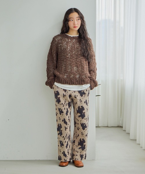 niko and...(ニコアンド)の「ウールMIXチャンキーニットプルオーバー(ニット/セーター・レディース・イエロー/ブラウン/サックスブルー・FREE)」の4枚目の写真