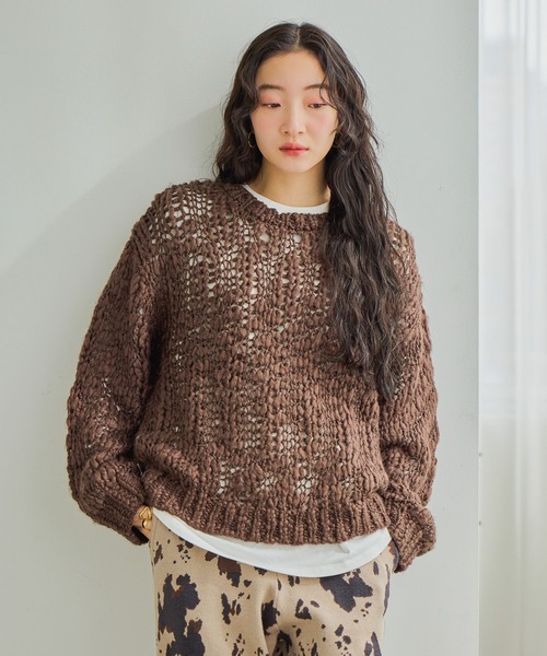 niko and...(ニコアンド)の「ウールMIXチャンキーニットプルオーバー(ニット/セーター・レディース・イエロー/ブラウン/サックスブルー・FREE)」の7枚目の写真