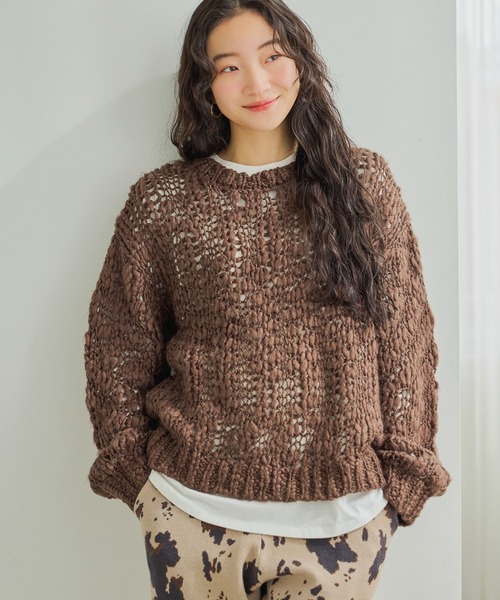 niko and...(ニコアンド)の「ウールMIXチャンキーニットプルオーバー(ニット/セーター・レディース・イエロー/ブラウン/サックスブルー・FREE)」の8枚目の写真