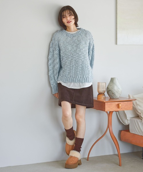 niko and...(ニコアンド)の「ウールMIXチャンキーニットプルオーバー(ニット/セーター・レディース・イエロー/ブラウン/サックスブルー・FREE)」の10枚目の写真