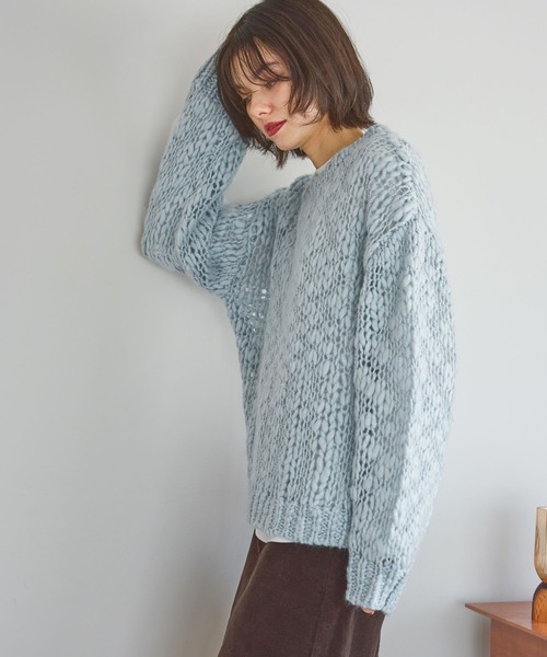 niko and...(ニコアンド)の「ウールMIXチャンキーニットプルオーバー(ニット/セーター・レディース・イエロー/ブラウン/サックスブルー・FREE)」の11枚目の写真