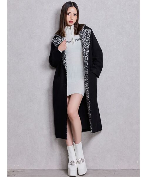 GYDA(ジェイダ)の「leopard slim longコート(ダウンジャケット/コート・レディース・キャメル/ブラック・FREE)」の3枚目の写真