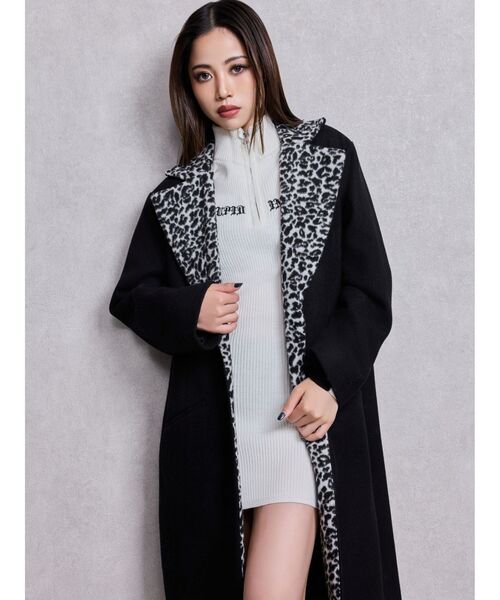 GYDA(ジェイダ)の「leopard slim longコート(ダウンジャケット/コート・レディース・キャメル/ブラック・FREE)」の4枚目の写真
