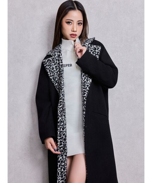 GYDA(ジェイダ)の「leopard slim longコート(ダウンジャケット/コート・レディース・キャメル/ブラック・FREE)」の5枚目の写真