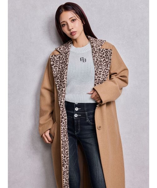 GYDA(ジェイダ)の「leopard slim longコート(ダウンジャケット/コート・レディース・キャメル/ブラック・FREE)」の9枚目の写真