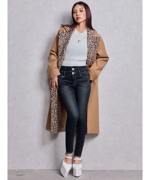 GYDA(ジェイダ)の「leopard slim longコート(ダウンジャケット/コート・レディース・キャメル/ブラック・FREE)」の10枚目の写真