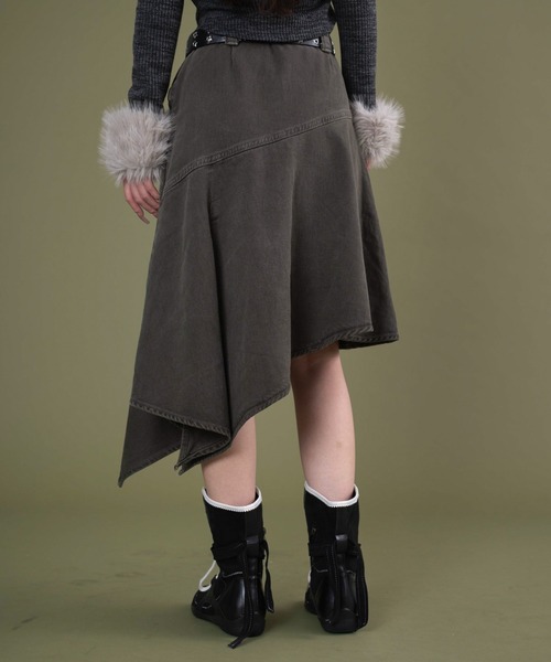 dispark（ディスパーク）の「DISPARK/【25年秋冬新作】ベルト付きヘムスカート（デニムスカート・レディース・グレー/カーキ・FREE）」の9枚目の写真