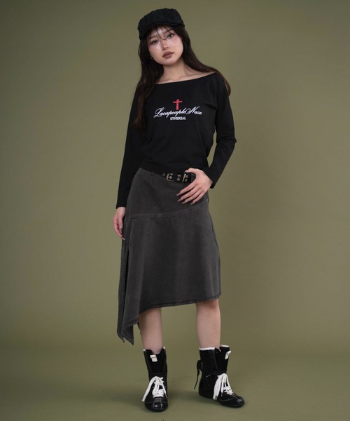 dispark（ディスパーク）の「DISPARK/【25年秋冬新作】ベルト付きヘムスカート（デニムスカート・レディース・グレー/カーキ・FREE）」の7枚目の写真