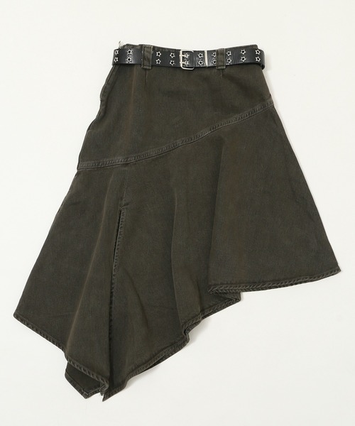 dispark（ディスパーク）の「DISPARK/【25年秋冬新作】ベルト付きヘムスカート（デニムスカート・レディース・グレー/カーキ・FREE）」の12枚目の写真