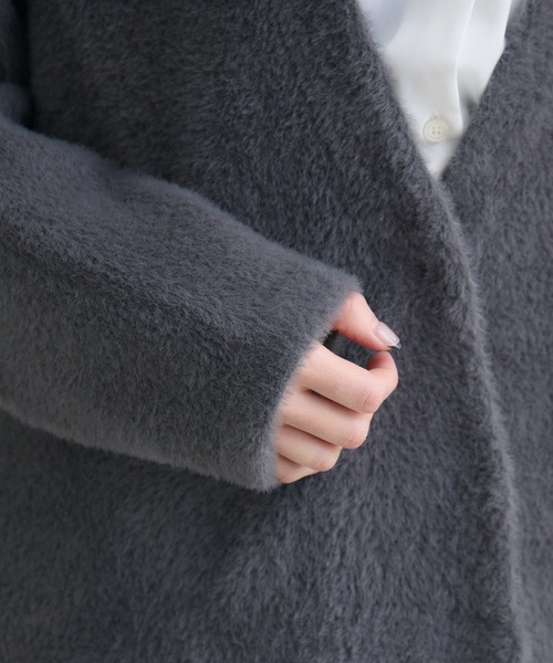 Paradise Picnic（パラダイスピクニック）の「フェザーヤーンカーディガン（カーディガン/ボレロ・レディース・ブラウン/アイボリー/チャコールグレー・FREE）」の7枚目の写真