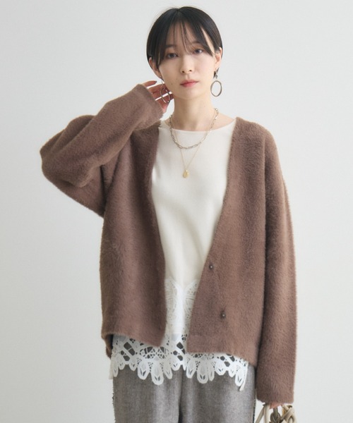 Paradise Picnic（パラダイスピクニック）の「フェザーヤーンカーディガン（カーディガン/ボレロ・レディース・ブラウン/アイボリー/チャコールグレー・FREE）」の21枚目の写真