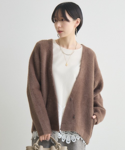 Paradise Picnic（パラダイスピクニック）の「フェザーヤーンカーディガン（カーディガン/ボレロ・レディース・ブラウン/アイボリー/チャコールグレー・FREE）」の20枚目の写真