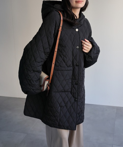 セール】中綿キルティングコート/フード付き《動画あり》（その他
