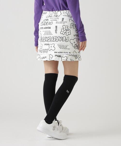 PEARLY GATES（パーリーゲイツ）の「【PEARLY GATES】NyストレッチBIGリップストップ中綿ラップ風スカート ＜ロゴ×花柄＞（スカート・レディース・ホワイト系その他・SMALL/MEDIUM/LARGE）」の5枚目の写真