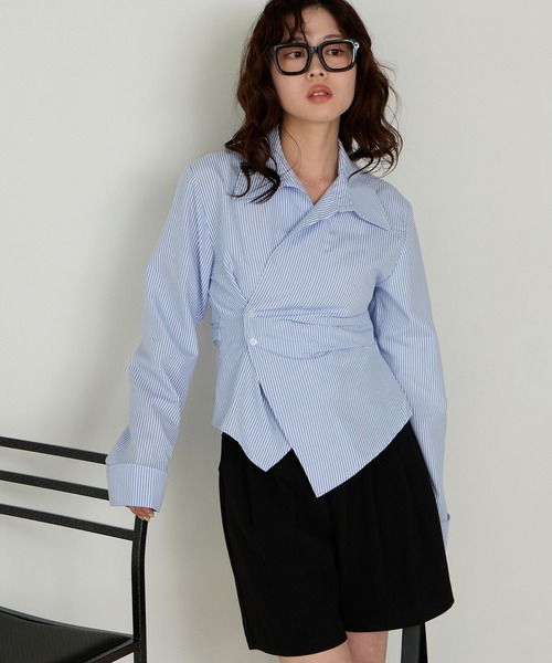 Cherir Mignon（シェリルミニョン）の「【Cherir Mignon】ウエストタッククロスシャツ（シャツ/ブラウス・レディース・ピンク/オフホワイト/ブルー/イエロー/ブルー系その他・FREE）」の11枚目の写真