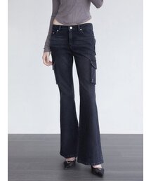 MUSINSA｜ムシンサのデニムパンツ（ブラック/黒色系・フレア・ブーツ