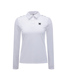 WOMEN SM SIGNATURE LOGO HYBRID LONG T-SHIRT_WH