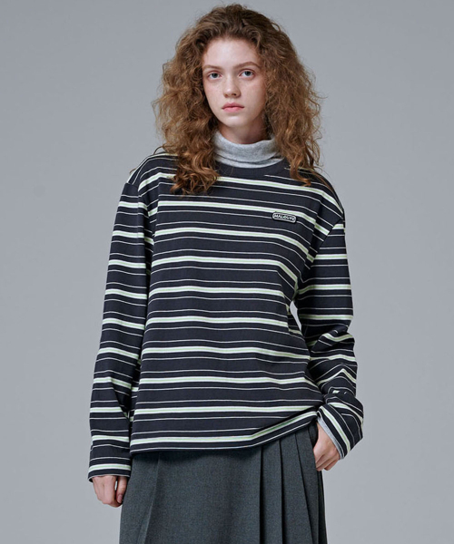 MALOUPE(マロップ)の「5107 レギュラーストライプTシャツ(ダークグレー)(Tシャツ/カットソー・レディース・チャコール・FREE)」の3枚目の写真