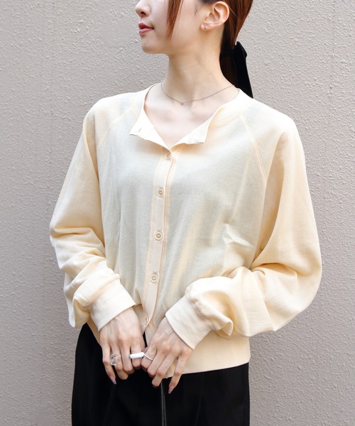 THE SHINZONE（ザ　シンゾーン）の「THE SHINZONE/シンゾーン　シアーロングスリーブカーディガン　SEER LONG SLEEVE CARDIGAN　25MMSCU16（カーディガン/ボレロ・レディース・ライトイエロー/チャコールグレー/レッド・FREE）」の7枚目の写真