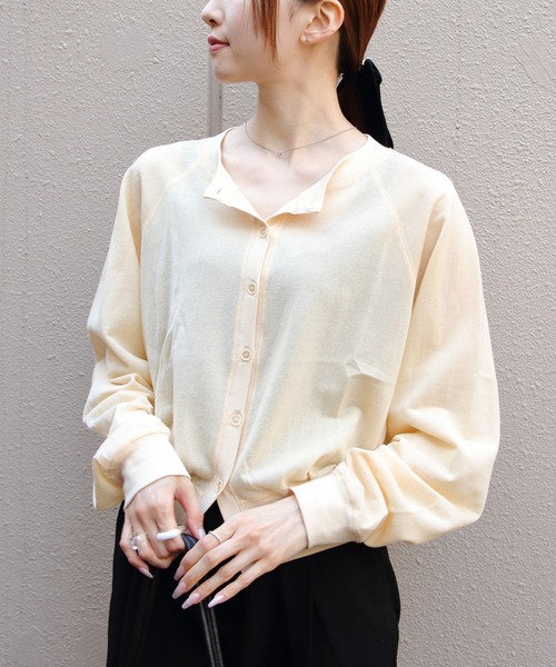 THE SHINZONE（ザ　シンゾーン）の「THE SHINZONE/シンゾーン　シアーロングスリーブカーディガン　SEER LONG SLEEVE CARDIGAN　25MMSCU16（カーディガン/ボレロ・レディース・ライトイエロー/チャコールグレー/レッド・FREE）」の8枚目の写真