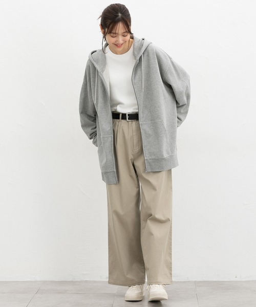 Honeys(ハニーズ)の「こだわり綿ジップパーカー(パーカー・レディース・杢グレー/スミクロ/オートミール・F)」の10枚目の写真