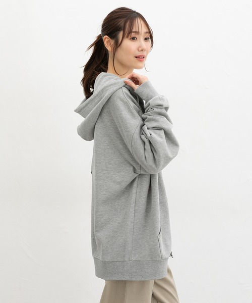 Honeys(ハニーズ)の「こだわり綿ジップパーカー(パーカー・レディース・杢グレー/スミクロ/オートミール・F)」の13枚目の写真