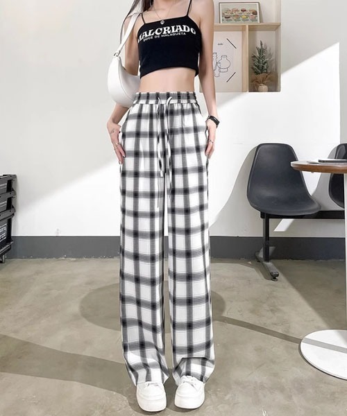 i-dare(アイディア)の「【i-dare】チェック柄 イージーパンツ(その他パンツ・レディース・ブラック/ホワイト・X-LARGE/LARGE/MEDIUM)」の3枚目の写真