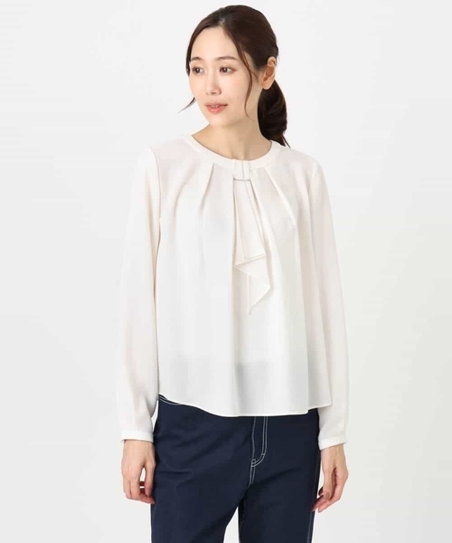 MK MICHEL KLEIN(エムケーミッシェルクラン)の「マルチwayボウタイブラウス/洗える(シャツ/ブラウス・レディース・アイボリー/ライトブルー・38/40)」の5枚目の写真
