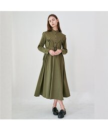 WunderGeist（ワンダーガイスト）の「カバリエフレアシャツロングワンピース（カーキ）（ワンピース）」