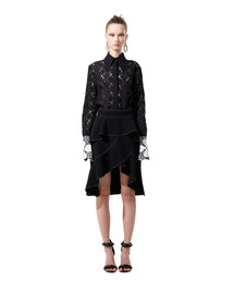 Black Clover Pattern Contrast 01 Black Clover Pattern Contrast See-Through Blouse