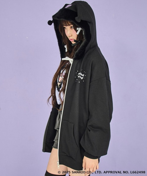 ANAP GｉRL（アナップガール）の「ANAP GiRL ×【 クロミ 】ファー耳付きフーディー ビッグ スウェット パーカー（パーカー・キッズ・ブラック・M/S/XS）」の6枚目の写真