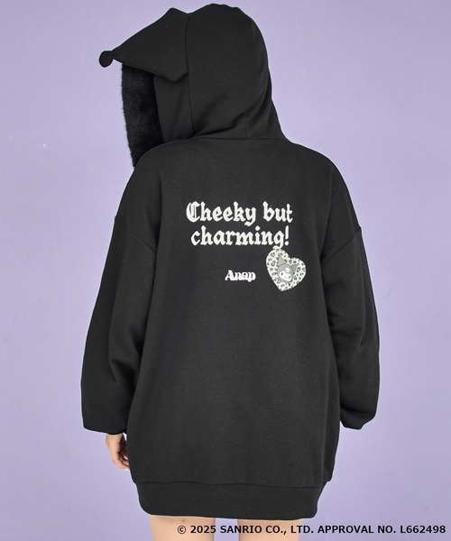 ANAP GｉRL（アナップガール）の「ANAP GiRL ×【 クロミ 】ファー耳付きフーディー ビッグ スウェット パーカー（パーカー・キッズ・ブラック・M/S/XS）」の7枚目の写真