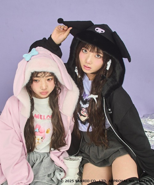 ANAP GｉRL（アナップガール）の「ANAP GiRL ×【 クロミ 】ファー耳付きフーディー ビッグ スウェット パーカー（パーカー・キッズ・ブラック・M/S/XS）」の12枚目の写真