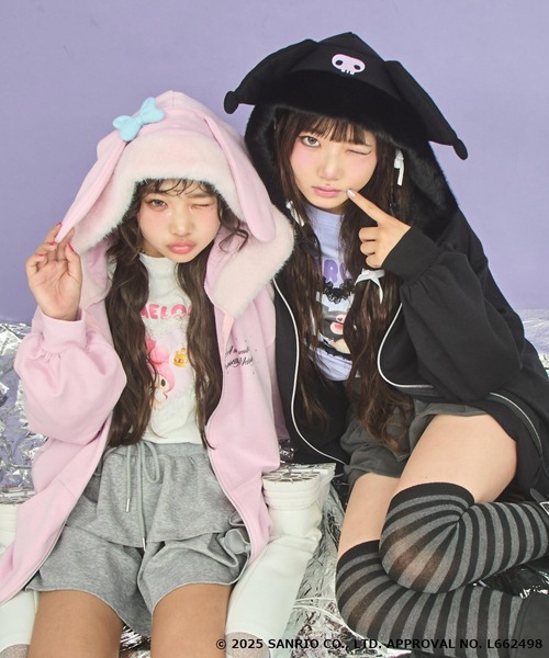 ANAP GｉRL（アナップガール）の「ANAP GiRL ×【 クロミ 】ファー耳付きフーディー ビッグ スウェット パーカー（パーカー・キッズ・ブラック・M/S/XS）」の13枚目の写真