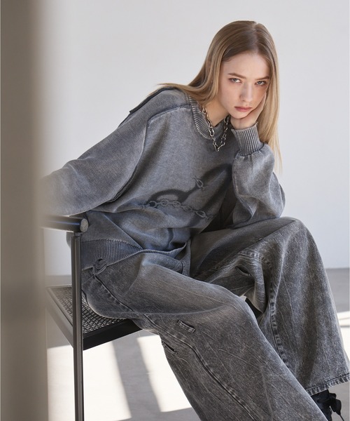 Spielio（シュピーリオ）の「【Spielio】Heart chain spray knit / ハートチェーンスプレーニット（ニット/セーター・メンズ・ブラック/グレー・S/M/L）」の9枚目の写真