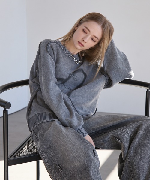 Spielio（シュピーリオ）の「【Spielio】Heart chain spray knit / ハートチェーンスプレーニット（ニット/セーター・メンズ・ブラック/グレー・S/M/L）」の10枚目の写真