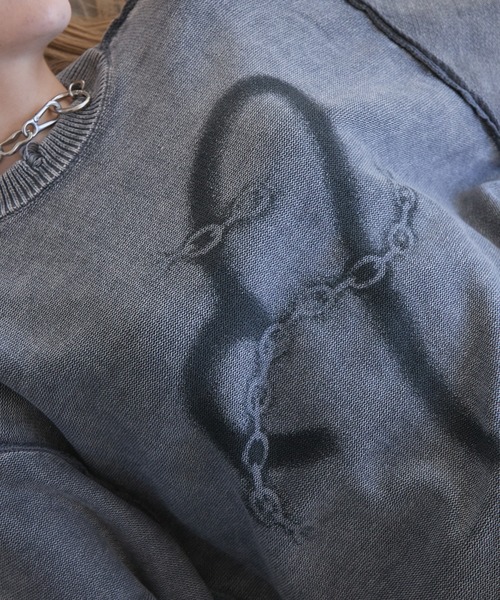Spielio（シュピーリオ）の「【Spielio】Heart chain spray knit / ハートチェーンスプレーニット（ニット/セーター・メンズ・ブラック/グレー・S/M/L）」の14枚目の写真